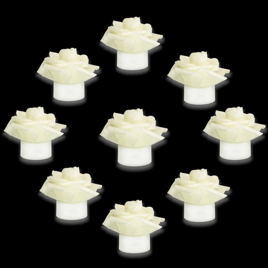 SupBri 12 Pack Led Candles with Artificial Flowers, 200+Hour Battery Operated Tea Lights Candles for Centerpiece Table, Party, Wedding Decorations(White)