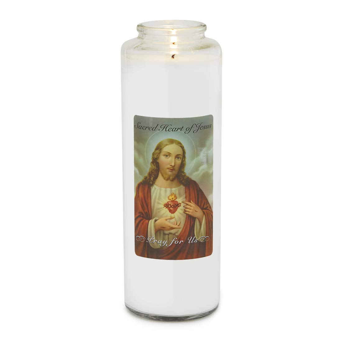 Root Candles Prayer Candles Clear Glass Devotional 7-Day Prayer Candle, 1-Count, Sacred Heart of Jesus