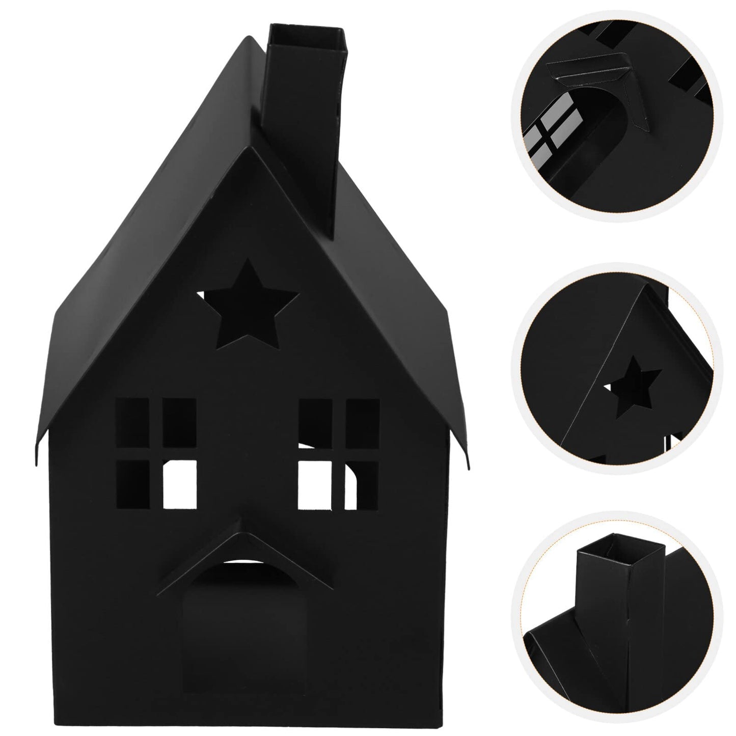 House Tea Light Holder Gothic Decor House Shape Candle Holder Rustic Candlestick Tea Light Stand Votive Candle Lantern for Home Farmhouse Dining Table Black Pillar Candle Holder