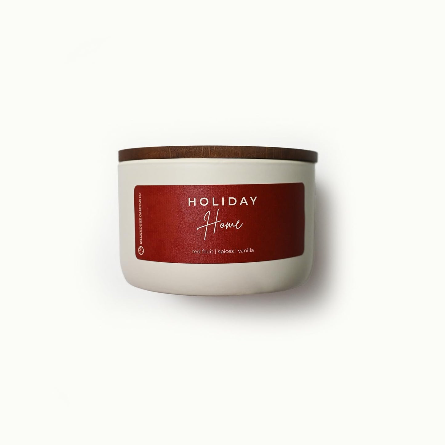 Milkhouse Candle Company Holiday Home Soy Candle - Red Fruit | Spices | Vanilla Scented - 10 oz Signature Statement Candle with Lid, 20+ Hour Burn Time, Made in the USA
