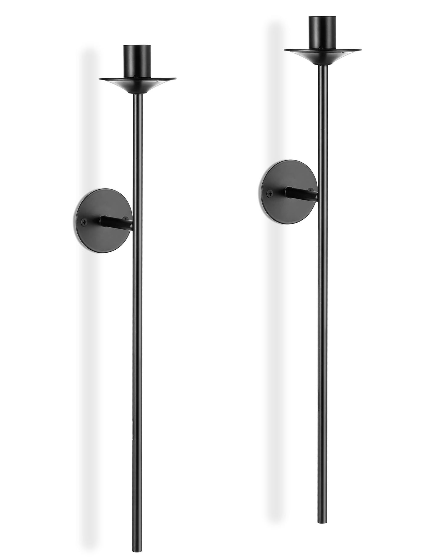 Romadedi Wall Candle Sconce Black - Set of 2 Mount Metal Wall Sconces for Candlestick Taper Holders for Farmhouse Living Room Mantel Fireplace Bathroom Office Decor
