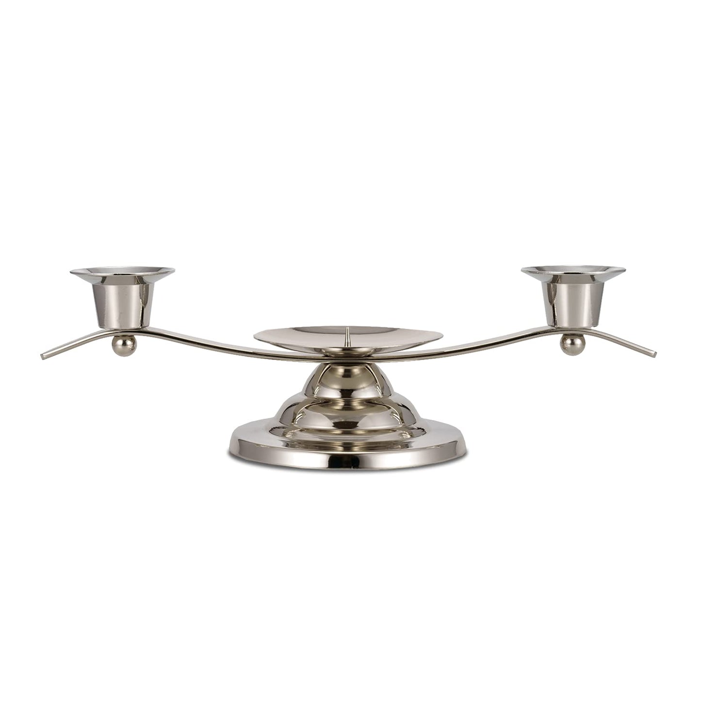 ACHIBANG Metal Unity Candle Holders, 3 Arm Iron Scroll Candlestick Holders for Weddings, Shiny Silver, 11'' x 4.3'' x 3.1''