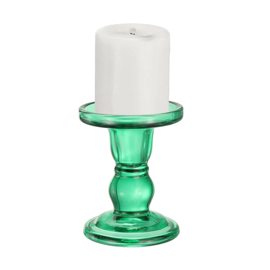 uxcell 11 cm Glass Candle Holder for Taper/Column Candles, Candle Holders Tealight Stand Candlestick for Tealight Wedding Table Centerpiece Home Decor, Green