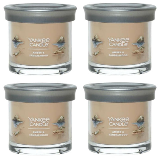 Yankee Candle Small Tumbler Scented Single Wick Jar Candle, Amber & Sandalwood, Over 20 Hours of Burn Time, 4.3 Ounce (Pack of 4)