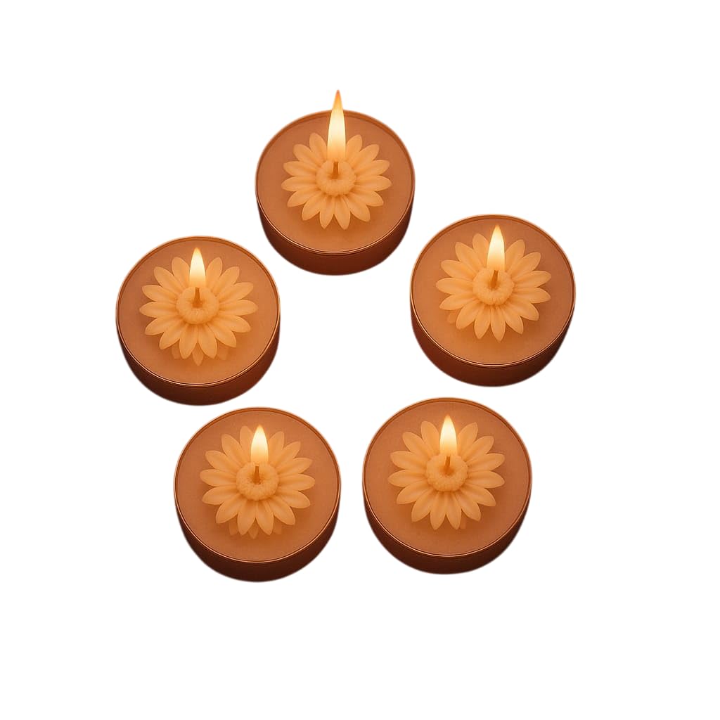 Aura By Sciian Flower Tealight Candle Holder Set of 20 | Wax Candles for Diwali, Home Decor, Weddings, Birthdays & Festivals | Long Burning | Smokeless | Ideal Gifting Set for Any Occasion