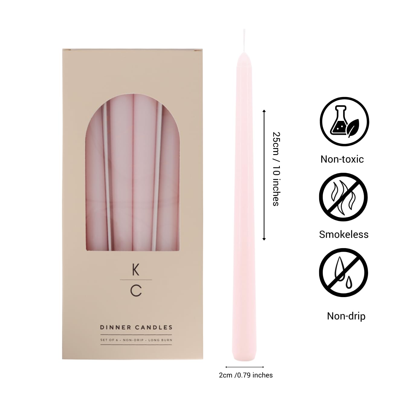 Tapered Dinner Candles - Soy & Paraffin Blend, Dinner Candles with Long-Lasting 7-Hour Burn for Stylish Homes - Candle in Curated Colors Ideal Gift for Hosts, Brides & Event Planners-Pink Clouds