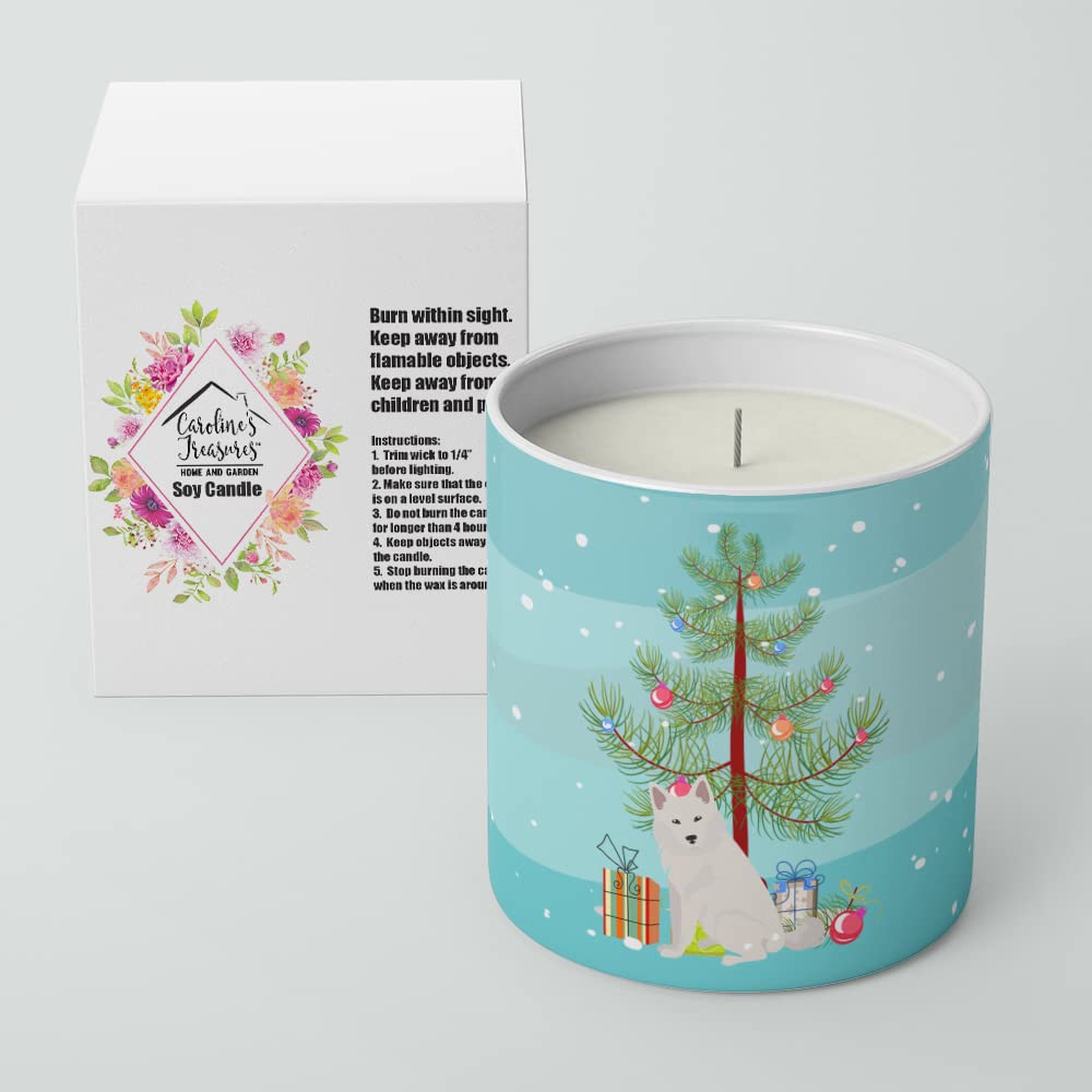 Caroline's Treasures CK3498CDL Danish Spitz Christmas Tree 10 oz Decorative Soy Candle Nature Soy Wax Essential Oil Home Decor Ideal for Bedroom Kitchen Bath Office Gift, 10 oz