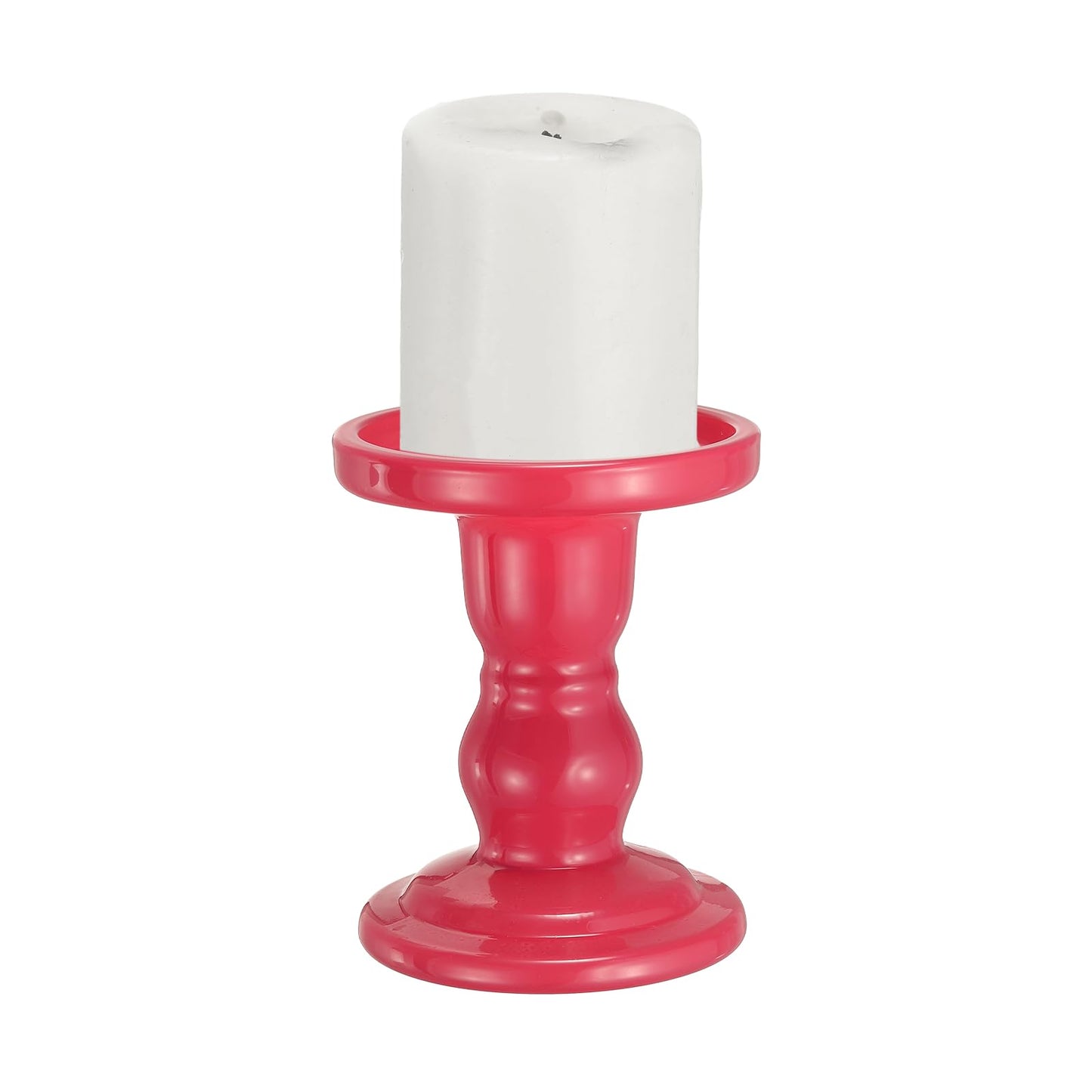 uxcell 11 cm Glass Candle Holder for Taper/Column Candles, Candle Holders Tealight Stand Candlestick for Tealight Wedding Table Centerpiece Home Decor, Pink