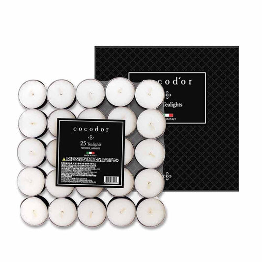 Cocod'or COCODOR Scented Tealight Candles/Winter Jasmine / 100 Pack / 4-5 Hour Extended Burn Time/Made in Italy, Cotton Wick, Scented Home Deco, Fragrance, Mother's Day