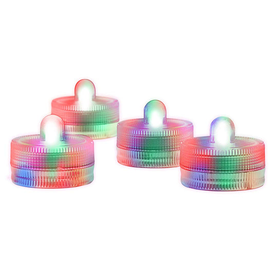 Submersible LED Lights cr2032 Battery Powered Underwater Waterproof LED Tea Light Candles for Events Wedding Centerpieces Vase Floral Xmas Holidays Home Decor Lighting(Pack of 12) (Multi-colored)
