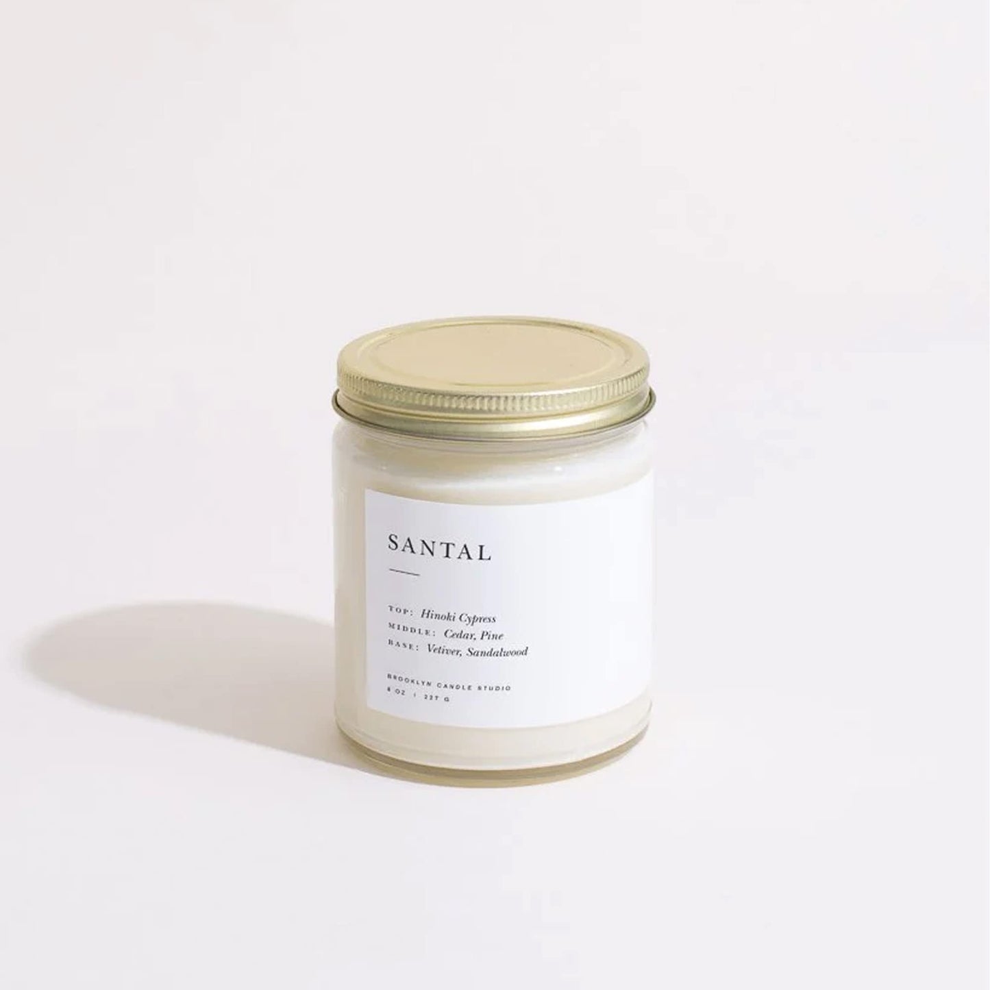 Brooklyn Candle Studio Santal Jar Candle - Luxury Scented Candle, Vegan Soy Wax, Hand Poured in The USA, 50 Hour Slow Burn Time - 7.5oz