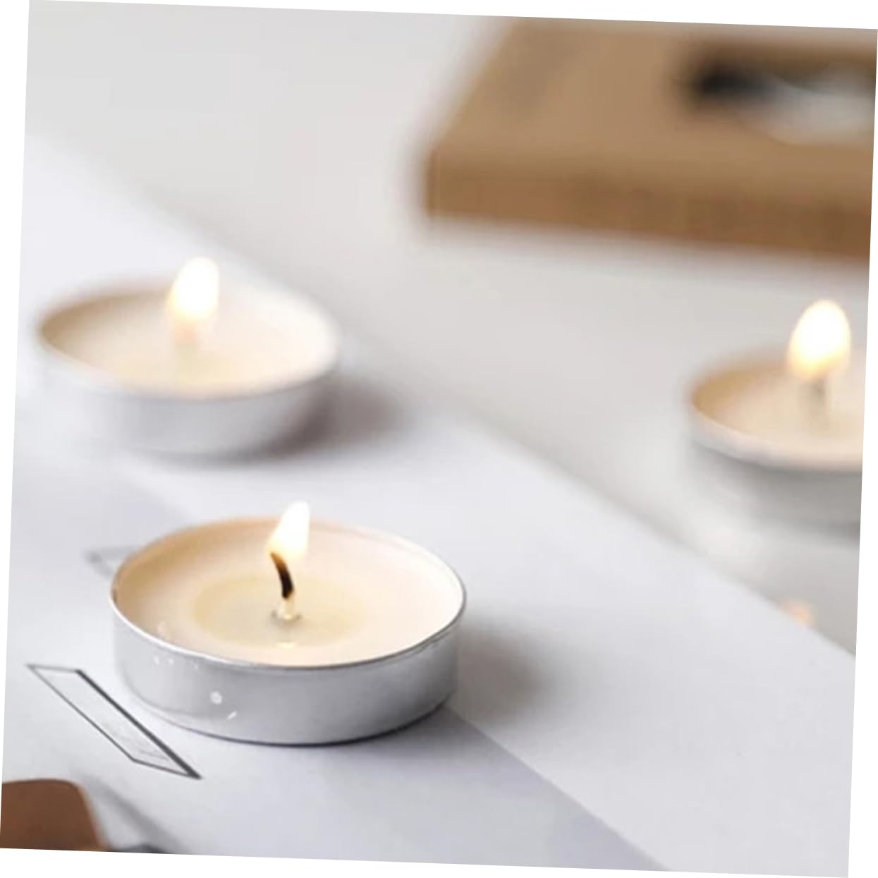 OUNONA 100pcs Tealight Candles Scented Round Tealight Candles for Weddings Parties and Home Decor Long Burning Safe and Smokeless Aromatherapy
