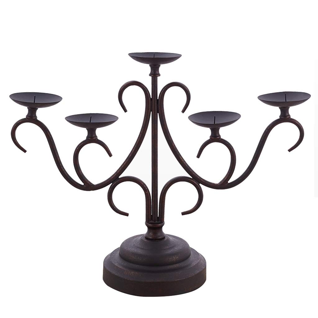 XILIN-1987 Candle Holderss Five-arm Candlestick Metal Pillar Candlestick Wedding Event Candlestick for Candlelight Dinner and Table Decoration (Black, 14 * 17.4 Inches) Decorative Candlestick