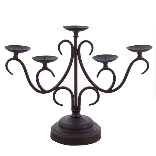 XILIN-1987 Candle Holderss Five-arm Candlestick Metal Pillar Candlestick Wedding Event Candlestick for Candlelight Dinner and Table Decoration (Black, 14 * 17.4 Inches) Decorative Candlestick