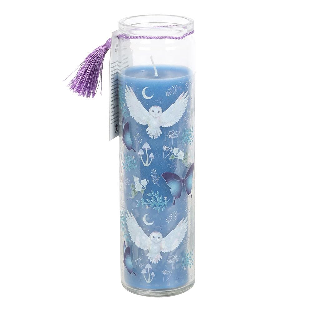Lavender Scented Tube Candle with Mystical Forest Design – 50-Hour Burn Time, Repurposeable Glass Jar for Flowers – Calming Fragrance & Magical Decor for Any Room