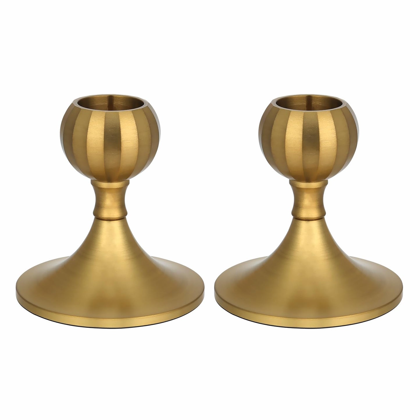 Mofunci Candlestick Holders Taper Candle Holders, Gold Candle Stick Holders Decor for Wedding Christmas Birthday Party Holiday, Short Candle Holders for Table Centerpieces Home Decor, Set of 2