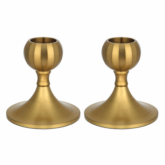 Mofunci Candlestick Holders Taper Candle Holders, Gold Candle Stick Holders Decor for Wedding Christmas Birthday Party Holiday, Short Candle Holders for Table Centerpieces Home Decor, Set of 2