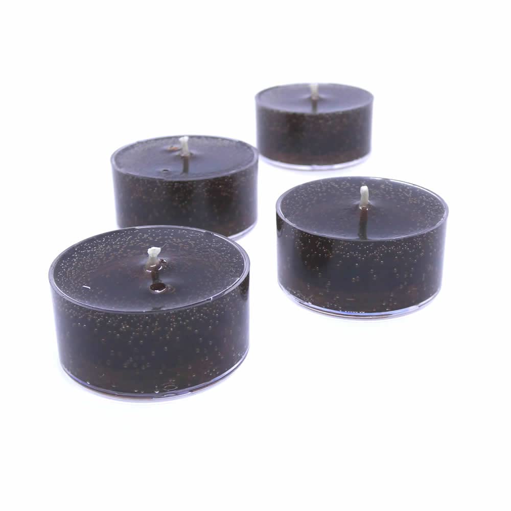 4 Pack Unscented Black Color Mineral Oil Based Up to 8 Hours Each Tea Lights Candles for Weddings Special Events The Gel Candle Company™