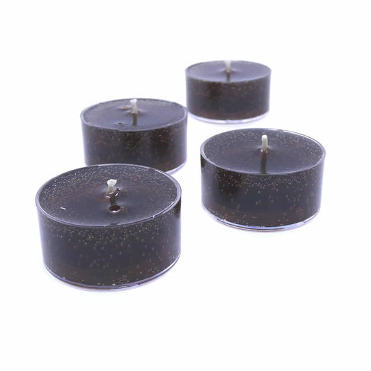 4 Pack Unscented Black Color Mineral Oil Based Up to 8 Hours Each Tea Lights Candles for Weddings Special Events The Gel Candle Company™