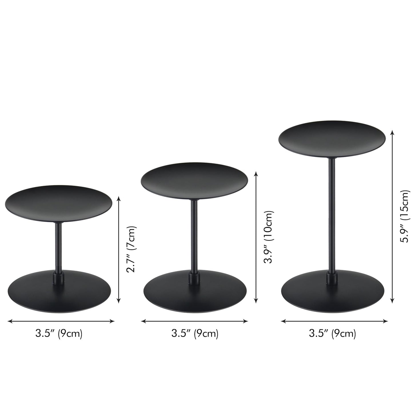 Lunhoo Set of 6 Candle Holders, Metal Pillar Candle Stand for Tabletop Wedding Party Event Birthday Anniversary (Black)