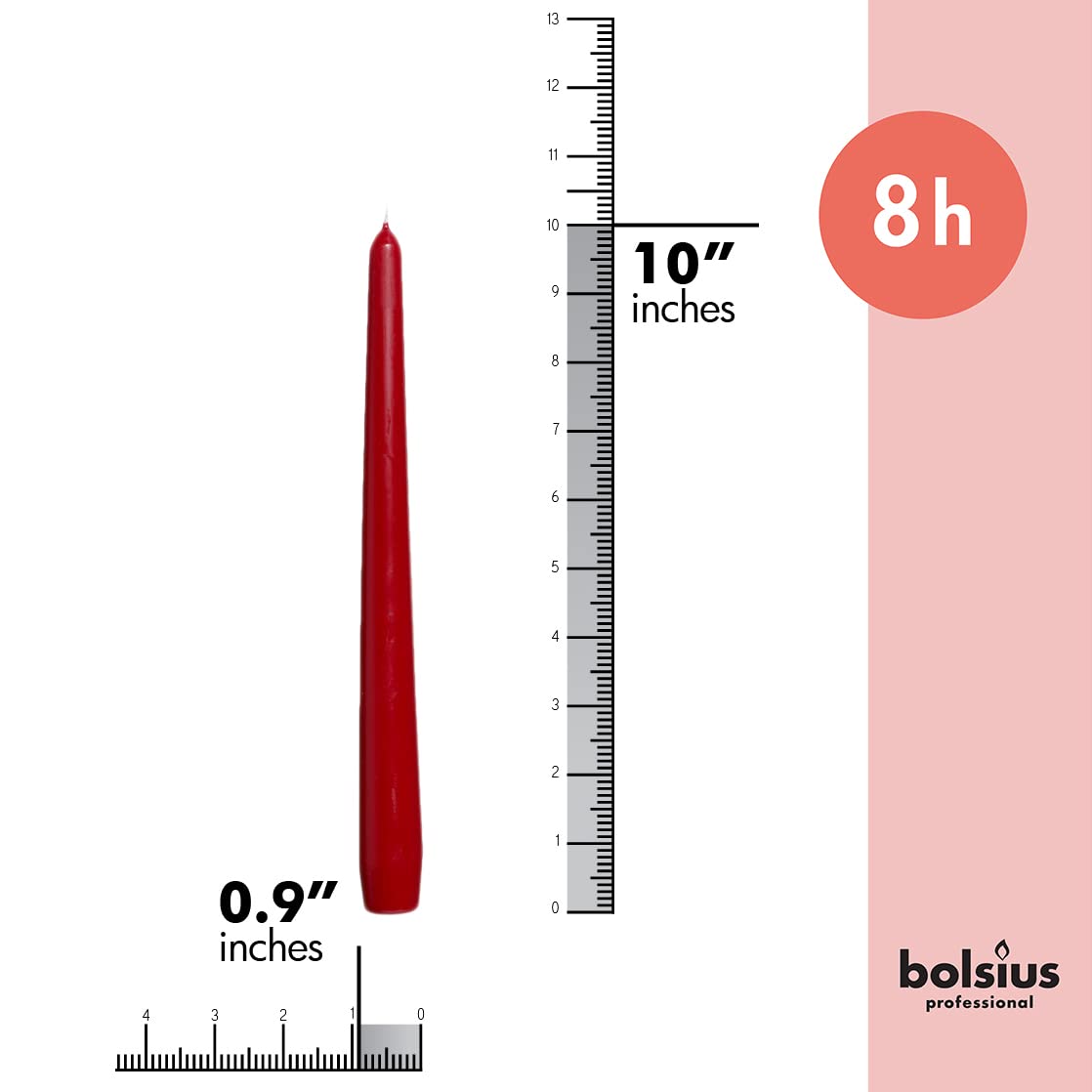 Bolsius WINE RED Taper Party Wedding Candles 10 Pack Aprox 10 inch (245x24 mm)