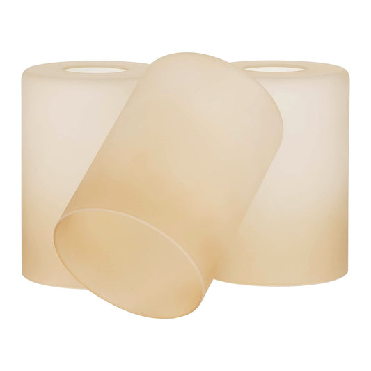 Kira Home Villa 6" Pendant Light Glass Shade Replacement w/Amber Cylinder Design (Set of 3), Bathroom Vanity Light & Chandelier Glass Upgrade, 6" x 4", Fits Threaded Medium Base Sockets