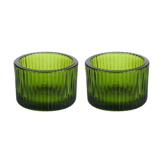 UUYYEO 2 Pcs Glass Tealight Candle Holder Clear Tea Light Candle Cups Votive Candles Holders Containers Floating Candles Holders Dining Table Candle Holder Wedding Table Centerpieces Green