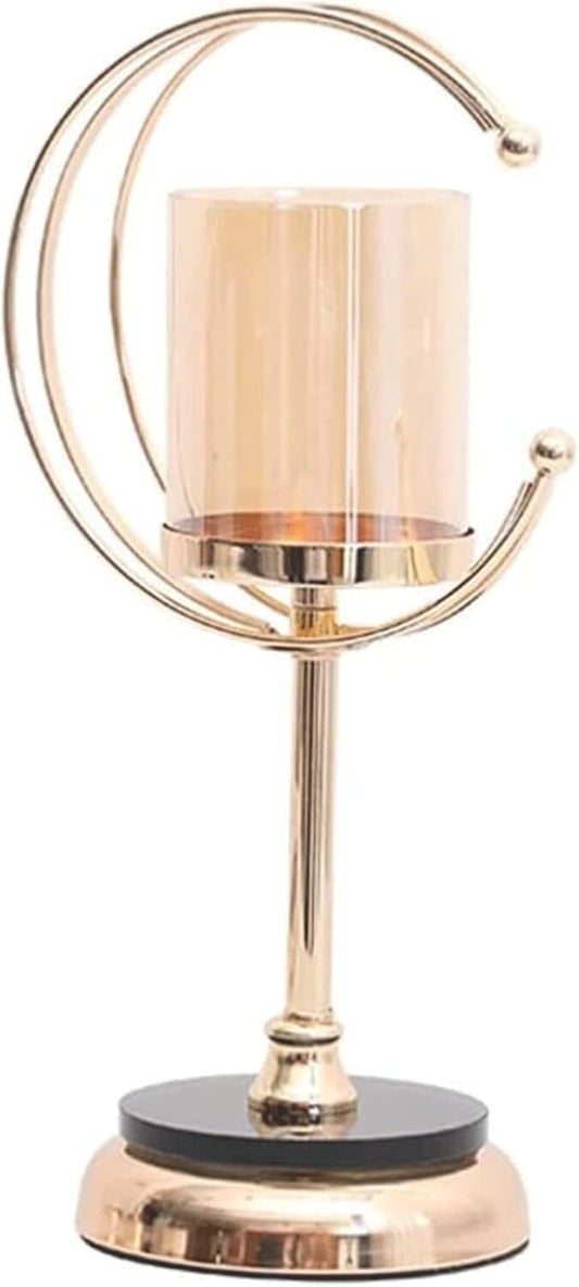 Elegant Vintage Glass Candle Holders - Stylish Alloy Candlesticks for Home Decor, Wedding Centerpieces, and Table Decoration Gold(Large)