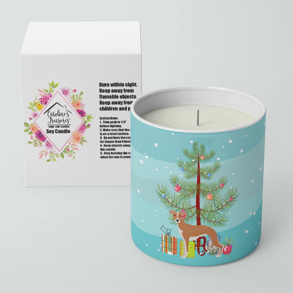 Caroline's Treasures CK3460CDL Italian Greyhound Christmas Tree 10 oz Decorative Soy Candle Nature Soy Wax Essential Oil Home Decor Ideal for Bedroom Kitchen Bath Office Gift, 10 oz