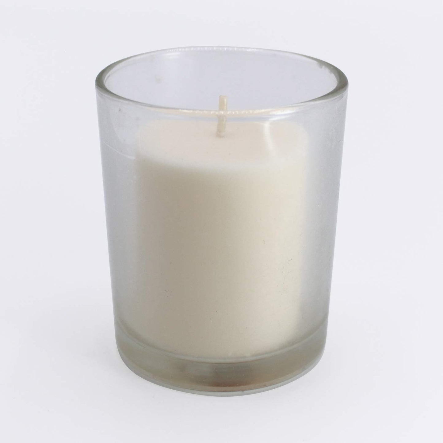 18 White Colored Unscented Wax Votive Candles in Glass Holder, 24 Hours Burn Time