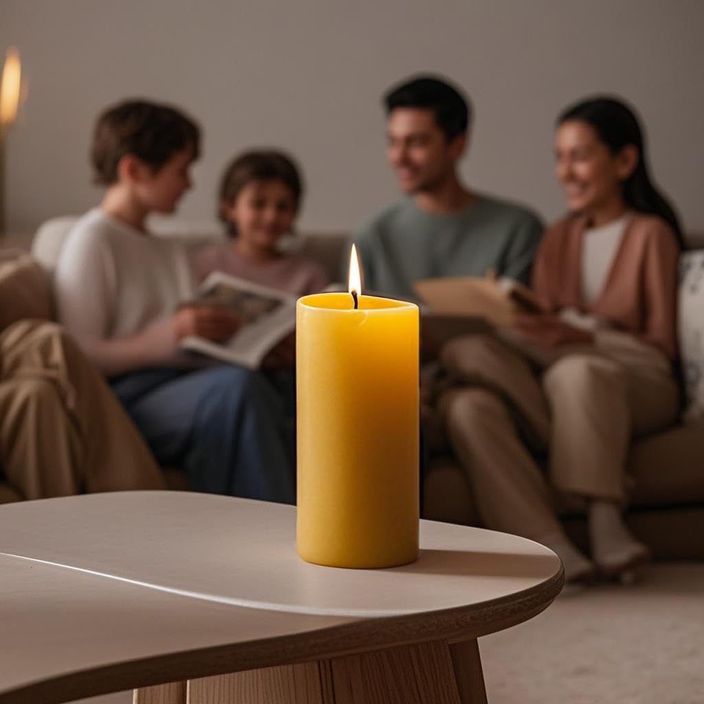 6 Packs Natural Beeswax Candles, 100% Pure Beeswax Pillar Candles for Emergency Prayer Home Decor, Bees Wax Candle for Relax, Smokeless & Dripless,2x4 Inch