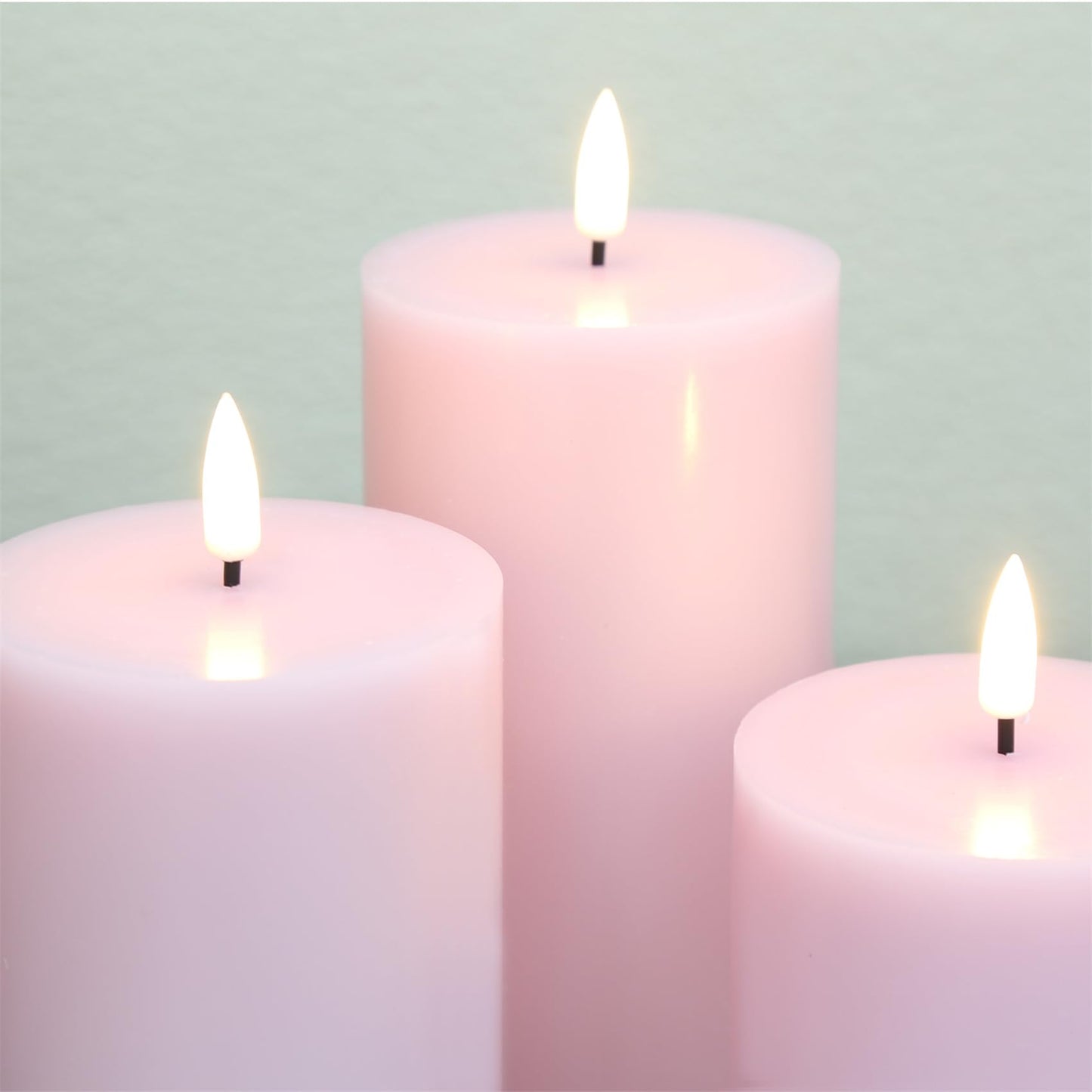 Girimax Pink Flameless Pillar Candles with Remote, LED Candles Battery Operated, Real Wax Flickering Electric Fake Candles Set of 3