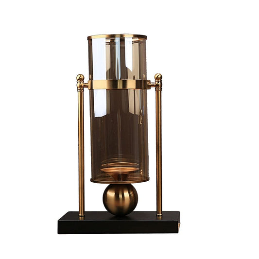 Candle Holders for Home Decor， Candle Holder Vintage Metal Candlestick with Glass Screen Cover Accent Display for Home Wedding Candlelight Dinner Decor Holiday Candle Holders(L)