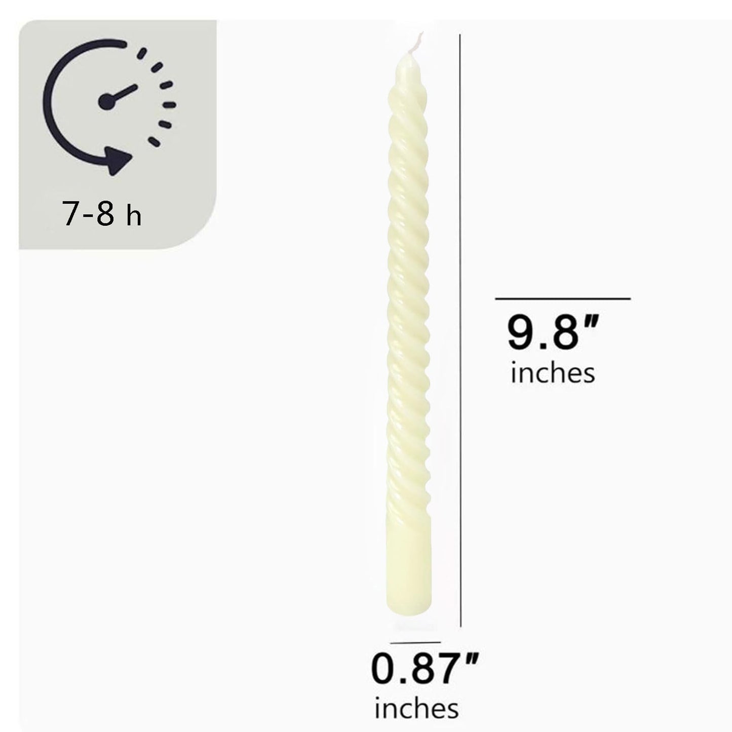 10 Inch 6 Pack Ivory Spiral Taper Candles- 8 Hours Long Burning Twisted Candlesticks Tall Candles for Home Decor Religious Ceremonies Weddings Dinner Holiday Decoration Formal Events (Ivory)