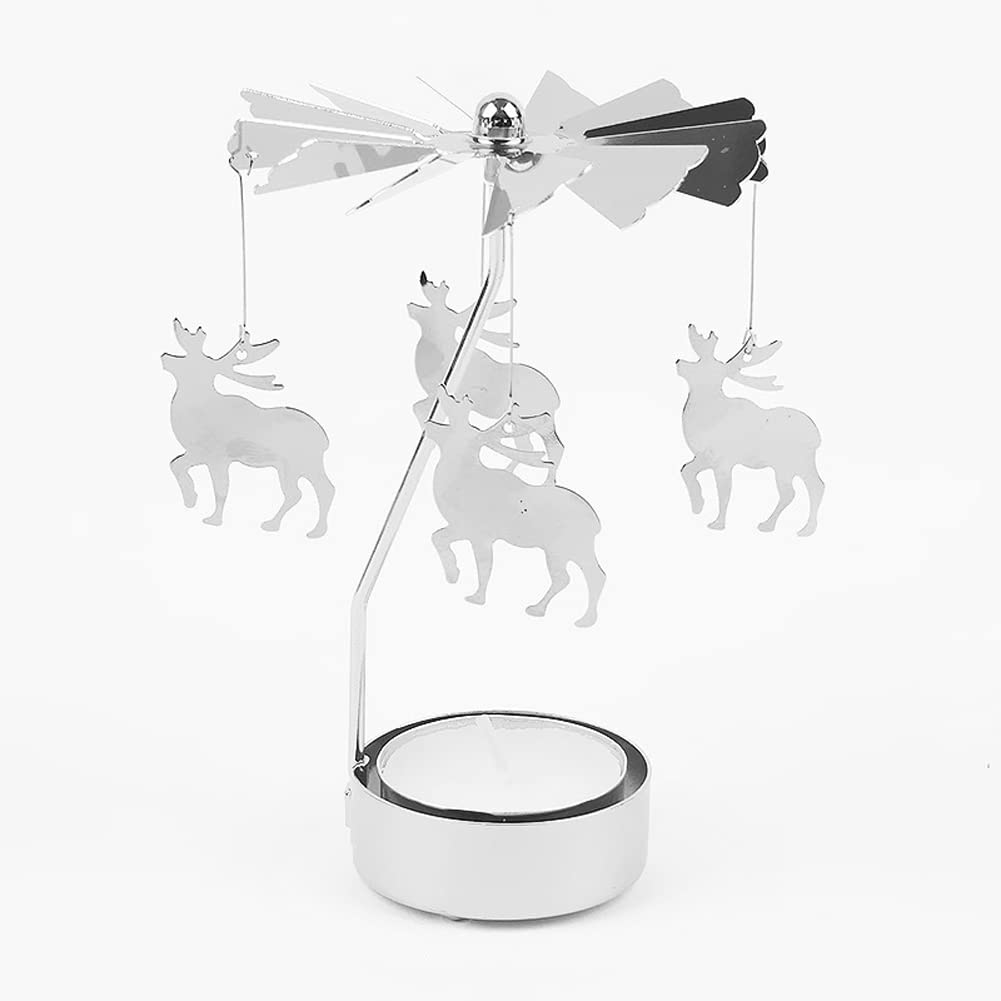 Rotary Candle Holder, Spinning Windmill Candlestick Carousel Candle Tea Light Holder with Romantic Candlestick Ornament for Wedding Party Christmas Home Decor