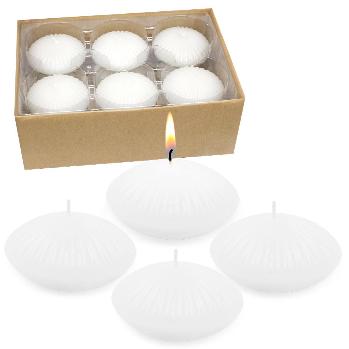 UNICY 12 Pack 3 Inch White Floating Candles, 10 Hour Unscented Dripless Tealight Candles for Cylinder Vases, Centerpieces at Wedding Party Pool Holiday - Wavy Float Candle
