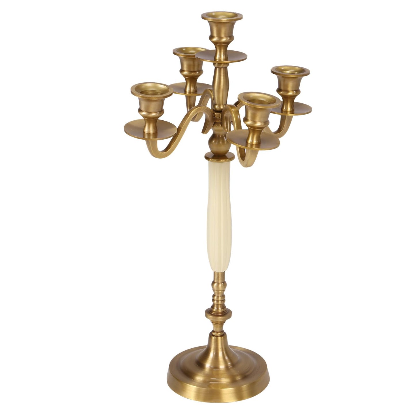 OssifragaBone 5 Candle Metal Golden Metal Candlestick Holder Wedding Event Candelabra Candle Stand for Wedding Dining Table Xmas Party Home Decor