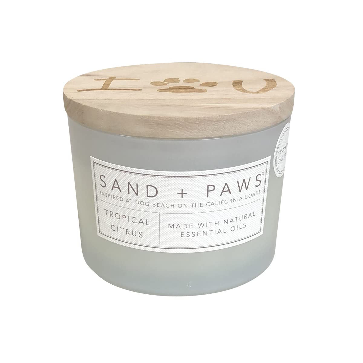 Sand + Paws Scented Candle - Tropical Citrus - Additional Scents and Sizes –Luxurious Air Freshening Jar Candles Neutralize pet Odors and Enhance Home décor – 100% Cotton Lead-Free Wicks - 12 oz