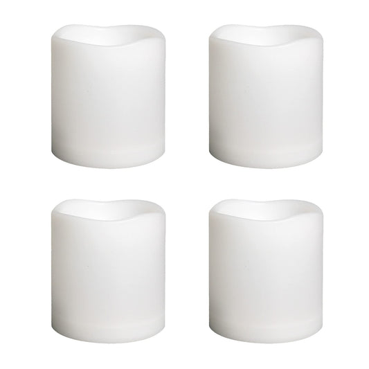 Smallpenglai Outdoor Indoor Flameless Pillar Candles, 4 Pack Plastic Resin Battery Operated Electric LED Candle Sets with Cycling 24 Hours Timer Function for Home Party Wedding Decoration, 3"x3"