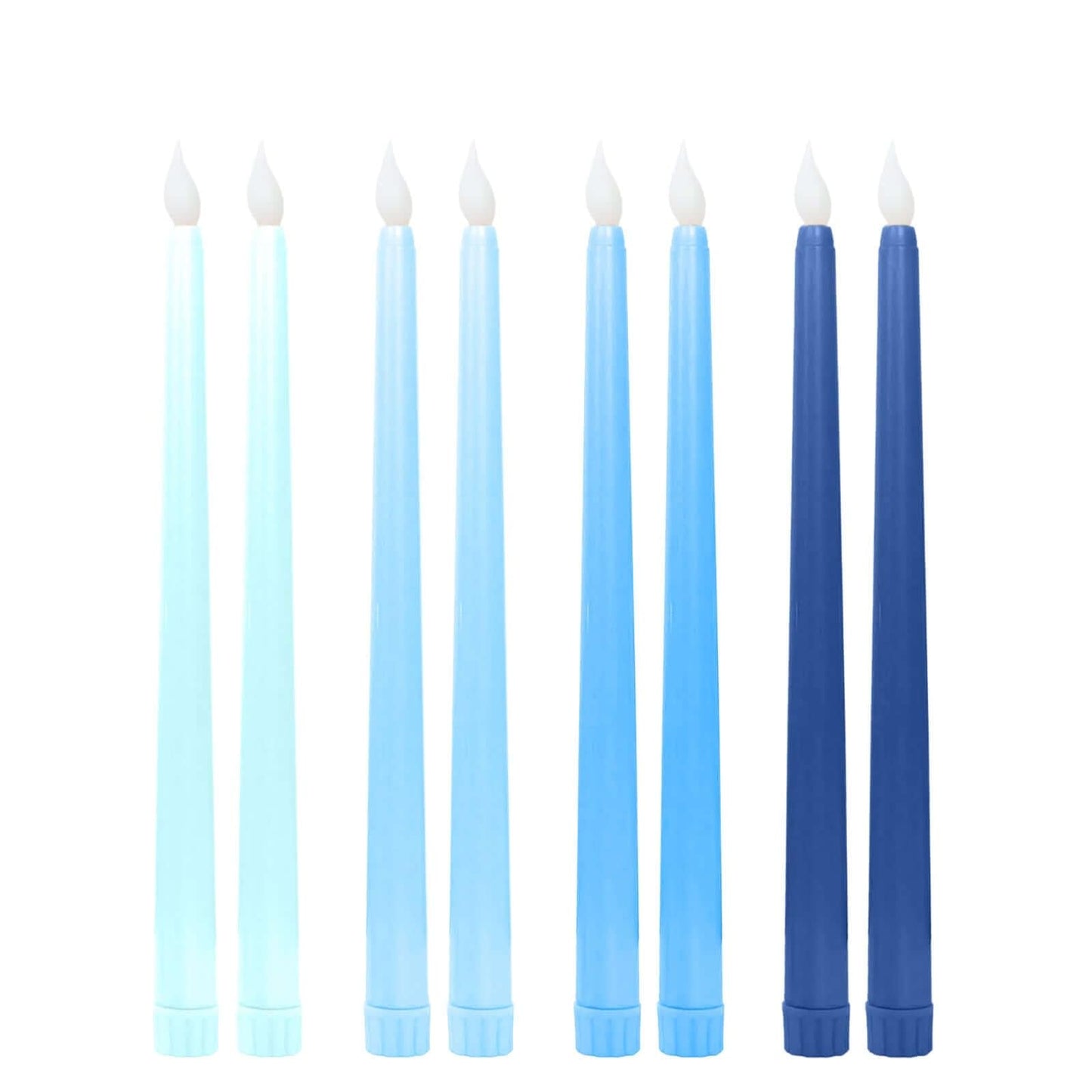 Efavormart 8 Pack Mixed Blue Flameless LED Taper Candles, 11" Flickering Battery Operated Candles for Birthday Party, Boy Baby Shower & Event Decor