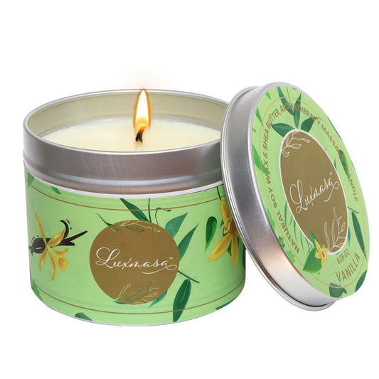 Massage Oil Candle Scented Low Temp for Body Relaxation, Pure Natural Soy Wax Aroma Candle for Home Decoration,Amazing Gift for Family- Vanilla Scent 6.35 OZ