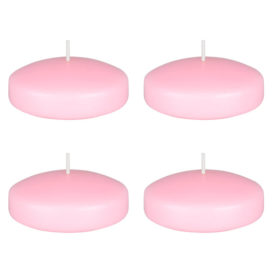 Mega Candles 4 pcs Unscented Pink Floating Candles, Hand Poured Wax Candle 3 Inch Diameter, Home Décor, Wedding Receptions, Centerpieces, Occasions, Events, Festivities, Meditations, Spas