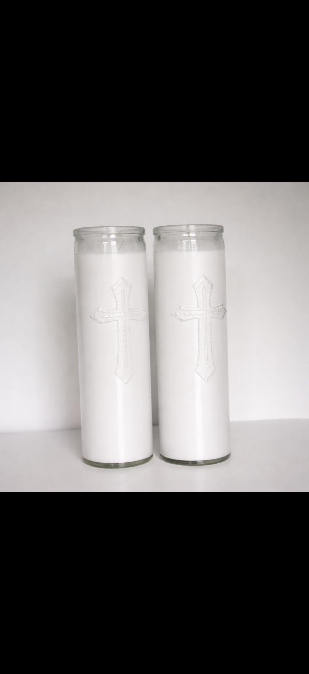 White Prayer Candles Unscented - 2 Pack - Tall Clear Glass Religious Candles