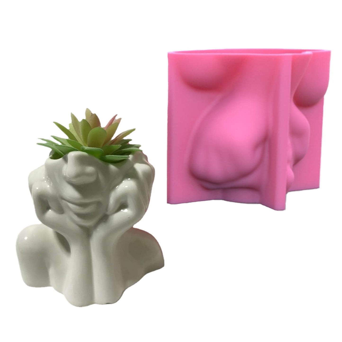 Abstract Face Flower Pot Silicone Mold Succulent Planter Vase Plaster Concrete Mold Candle Pen Holder Mold Cement Clay Resin Mould