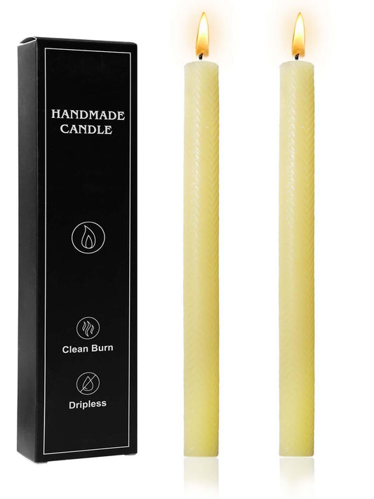 10in Arrow Taper Candles Set of 2 Pack Striped Tapered Candle,Decorative Threaded Candle for Dinner Party Wedding,Kitchen Decors,Christmas,Halloween (2, Arrow Light Yellow, 10in)