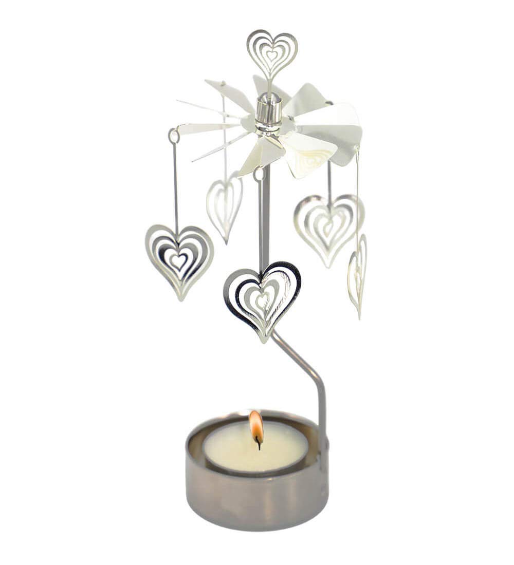 Rotary Candle Holder Spinning Candleholder Metal Small Gift (Heart)