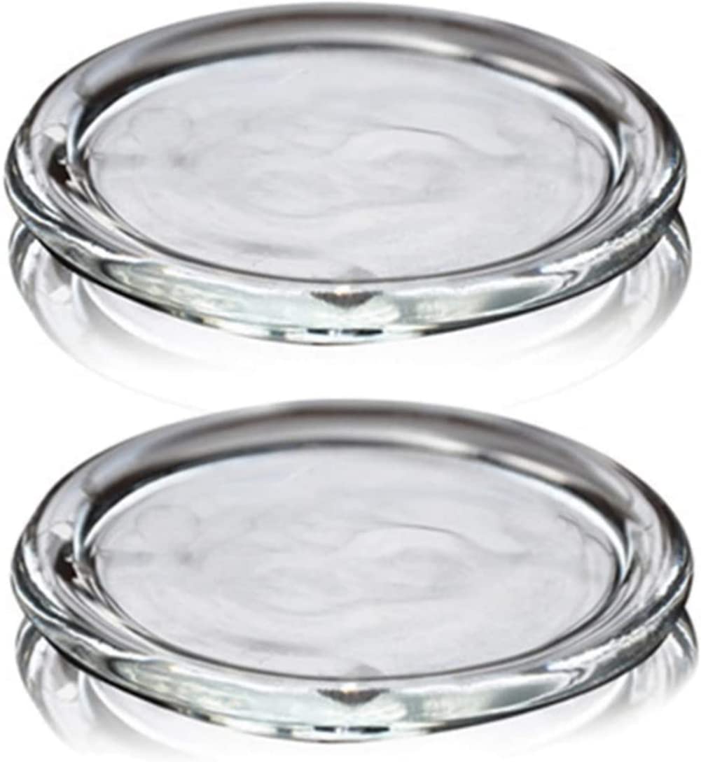 Cumuiu 4 Pack Glass Candle Holder 4" Clear Beautiful Transparent Round Candle Plate…