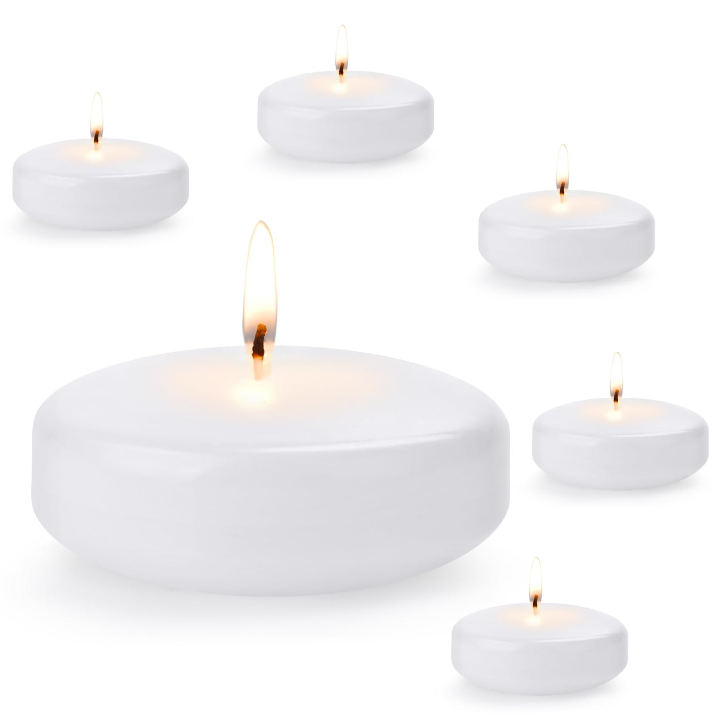 3 inch Floating Candles,24Pack Gold Dripless Wax Unscented Wax 13-15Hours Burning, Wedding Party Candles,for Centerpieces Suitable for Cylindrical Vases,Swimming Pool,Restaurant Decoration