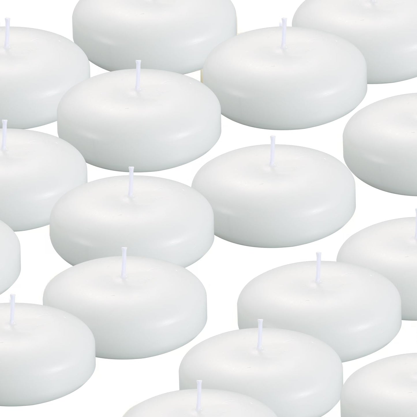 KNOURT 12 Pack Floating Candles, 3” White Unscented Dripless Wax Burning Candles, for Weddings, Party, Cylinder Vases, and Home Decorations…