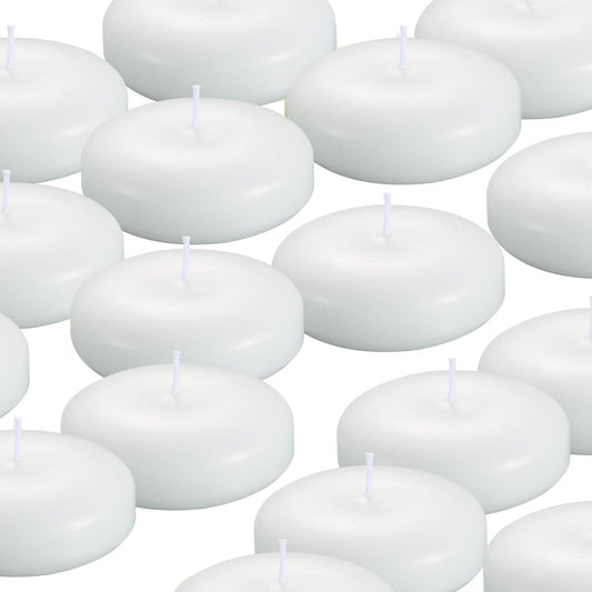 KNOURT 12 Pack Floating Candles, 3” White Unscented Dripless Wax Burning Candles, for Weddings, Party, Cylinder Vases, and Home Decorations…
